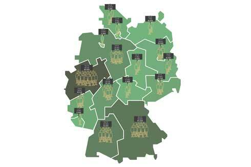 Nach dem „Königsteiner Schlüssel“ wird festgelegt, wieviele Asylsuchende ein Bundesland aufnehmen muss. Dies richtet sich nach Steuereinnahmen (2/3 Anteil bei der Bewertung) und der Bevölkerungszahl (1/3 Anteil bei der Bewertung). Die Quote wird jährlich neu ermittelt.<br />